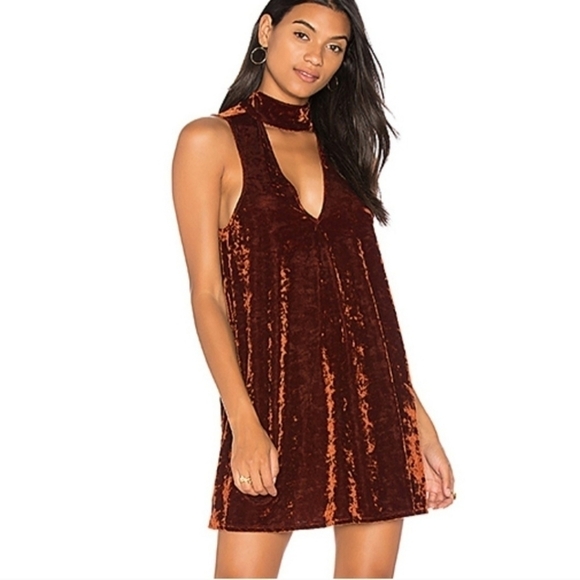 Show Me Your Mumu Velvet‎ Dress Small Friday Choker Copper Crush Mini Stretch - Picture 1 of 13